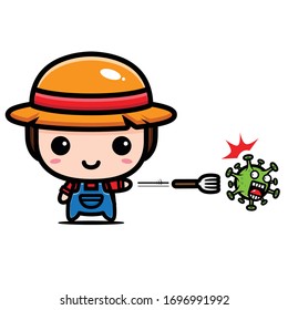 farmer design vector against coronavirus