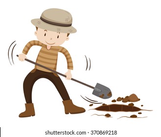 cartoon shovel digging clipart