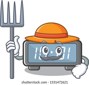 Farmer digital clock isolated in the mascot