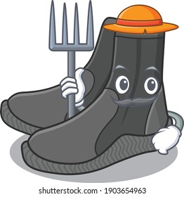 Farmer dive booties mascot design working with a hat