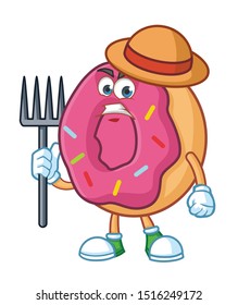 farmer donut cartoon mascot character vector 