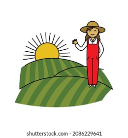 farmer doodle icon, vector illustration