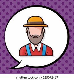 farmer doodle, speech bubble