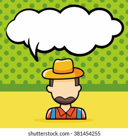 farmer doodle, speech bubble