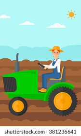 Farmer driving tractor.