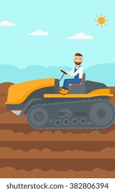 Farmer driving tractor.