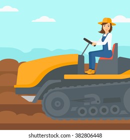 Un granjero conduciendo un tractor.