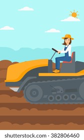 Farmer driving tractor.