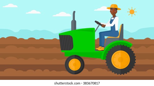 Un granjero conduciendo un tractor.