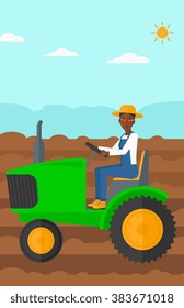 Farmer driving tractor.