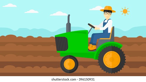 Farmer driving tractor.