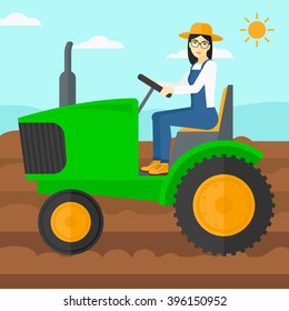 Un granjero conduciendo un tractor.