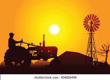 Farmer Driving a Tractor