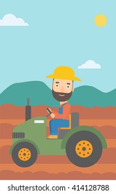 Farmer driving tractor.