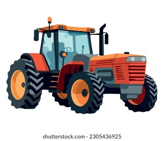 Farmer driving tractor over white