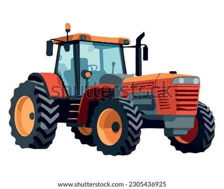 Farmer driving tractor over white