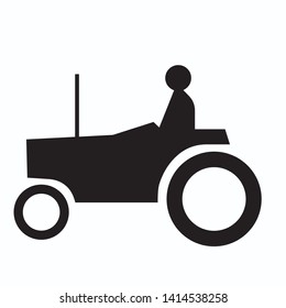 farmer driving a tractor, vector icon