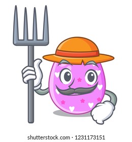 Farmer easter egg cartoon clipping on path