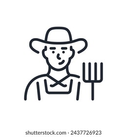 Farmer editable stroke outline icon isolated on white background flat vector illustration. Pixel perfect. 64 x 64