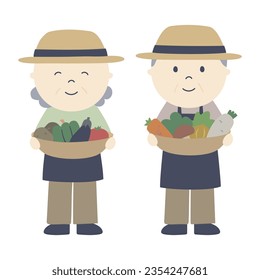 farmer, elderly person, elderly couple, farm, agriculture