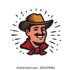 Farmer emblem. Farm and agriculture theme. Vector symbol isolated on white background