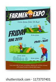 Farmer expo exhibition poster illustration flat cartoon style