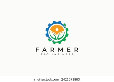 Farmer Factory Mechanical Agricultural Organic Natural Industry Product Logo