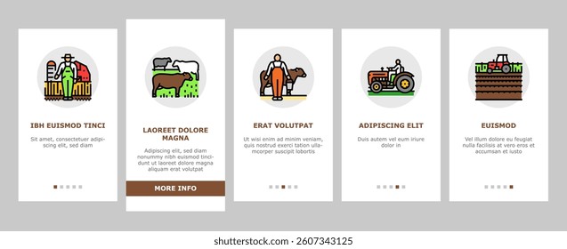 farmer farm agriculture field man onboarding mobile vector rural worker, nature people, harvest plant, organic person, outdoor work farmer farm agriculture field man illustrations