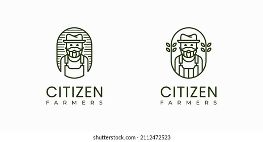 Farmer Farm Farming People Harvest Man Hat Ranch Rural Nature Agriculture Rural Vector Logo Design