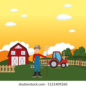 farmer in the farm scene