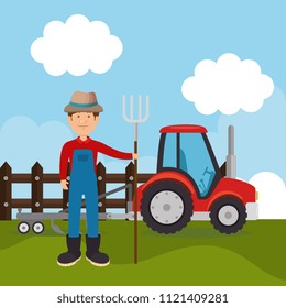 farmer in the farm scene