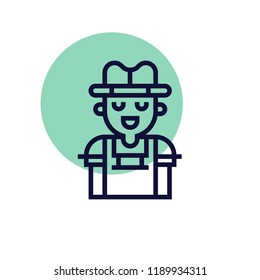 Farmer, farm worker, happy farm worker, countryman vector icon