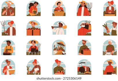 Ilustración vectorial De Ilustraciones De Vida Para Agricultores Y Agricultores. Plantilla de diseño de símbolos de ilustración para elemento de interfaz de usuario móvil de Web.