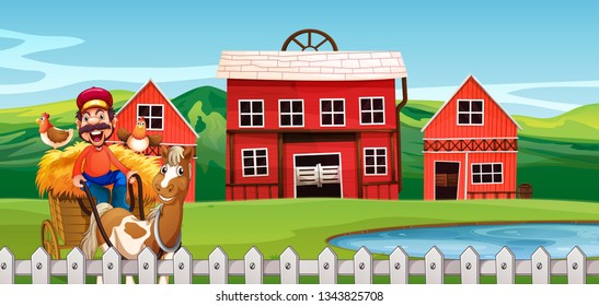 A farmer at farmland illustration