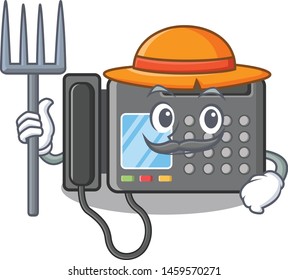 Farmer fax machine isolated in the mascot