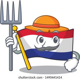 Farmer flag netherlands isolated in the character
