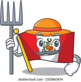 Farmer flag peru isolated in the macot