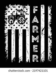 Farmer Flag - USA Flag Farmer Outfit Gift For Farmer shirt print template tractor vector, vintage American flag	