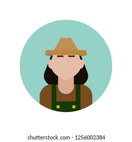 Farmer flat icon isolated on blue background. Simple Professions sign symbol in flat style. Professions elements Vector illustration for web and mobile design.