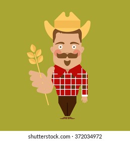 Farmer flat man character