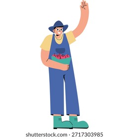 Farmer flat multi color illustration