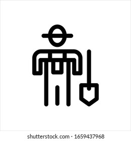 Icono de Granjero con pala plana. Gráfico vectorial plano en fondo blanco.