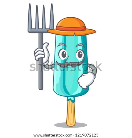 Farmer fruit ice cream on stick cartoon
