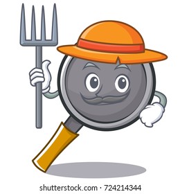 Farmer frying pan cartoon character