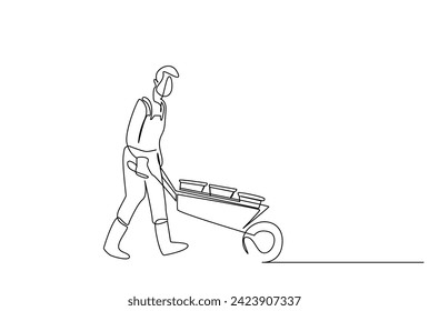 farmer garden worker one line art design
