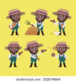 Farmer and gardener with different poses
