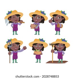 Farmer and gardener with different poses