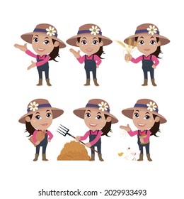 Farmer and gardener with different poses