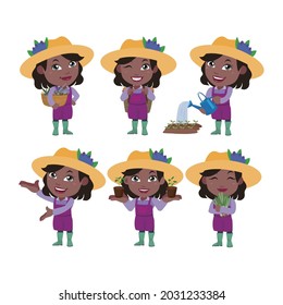 Farmer and gardener with different poses