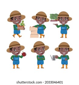 Farmer and gardener with different poses